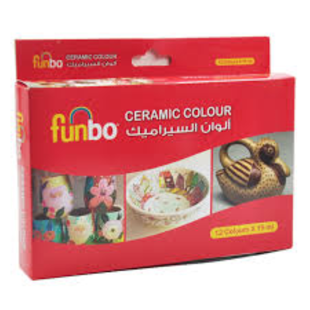 Funbo Ceramic Paint Set =12 cols x15ml bottles FO-CRMC-1215